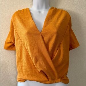 Zara Short Sleeve Crossover Top in Marigold